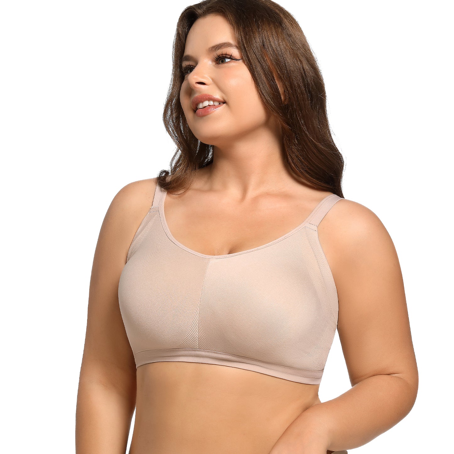 Molasus Bras for Women Seamless Wireless Full-Coverage Adjustable Straps Stretchy Underarm Smoothing Lightly Lined Bra