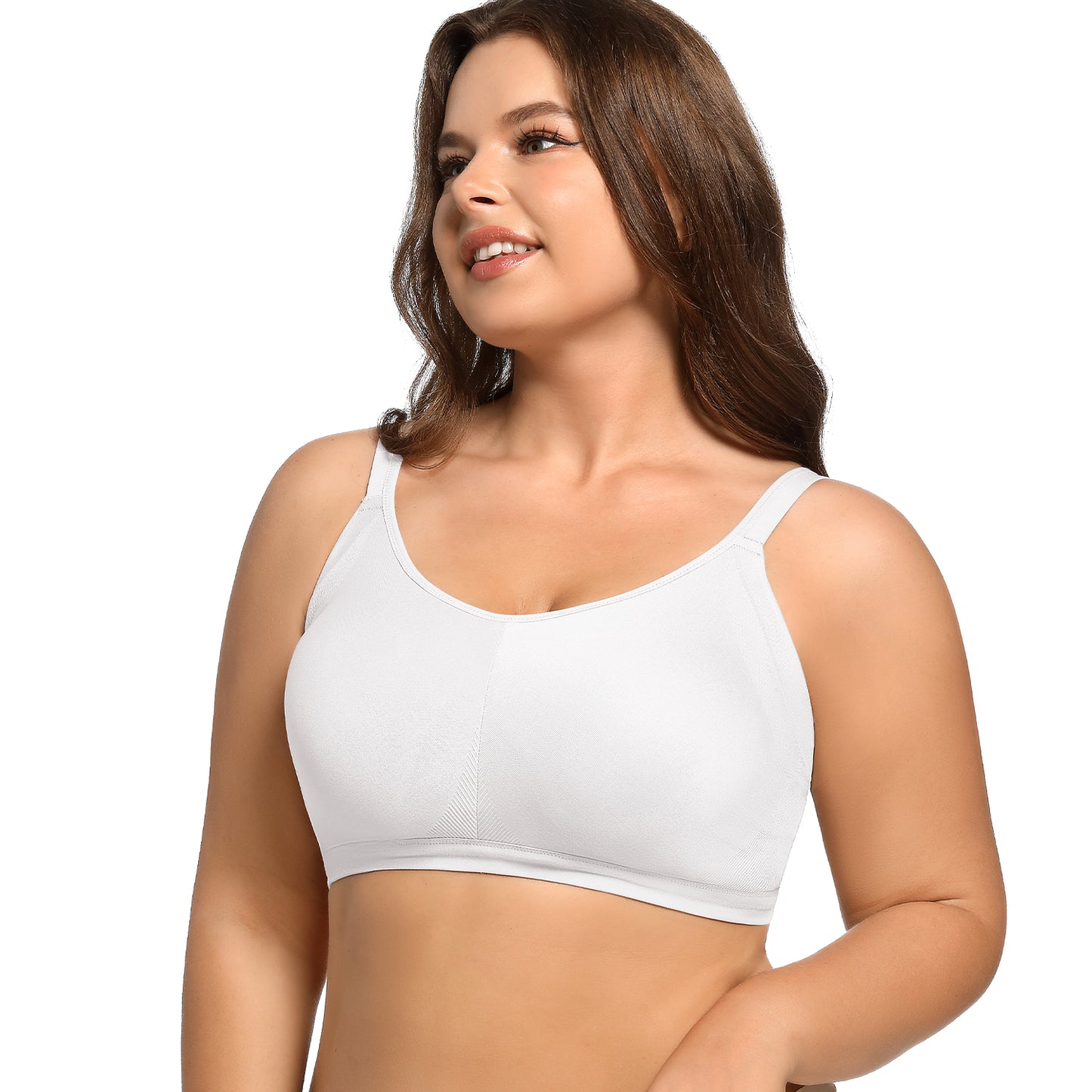 Molasus Bras for Women Seamless Wireless Full-Coverage Adjustable Straps Stretchy Underarm Smoothing Lightly Lined Bra