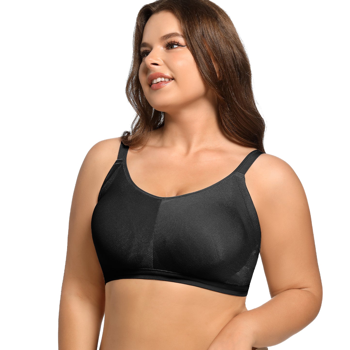 Molasus Bras for Women Seamless Wireless Full-Coverage Adjustable Straps Stretchy Underarm Smoothing Lightly Lined Bra