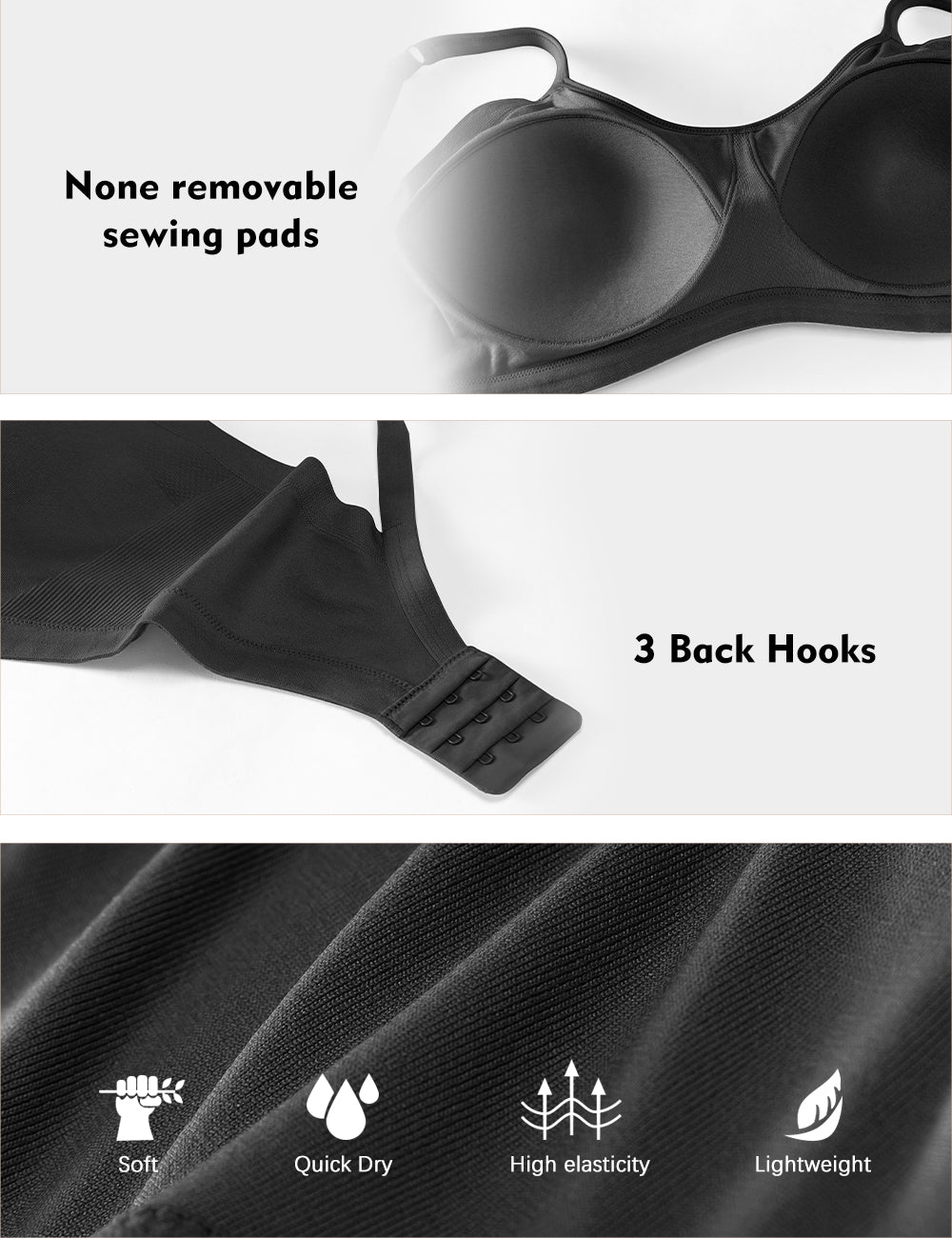 Molasus Bras for Women Seamless Wireless Full-Coverage Adjustable Straps Stretchy Underarm Smoothing Lightly Lined Bra