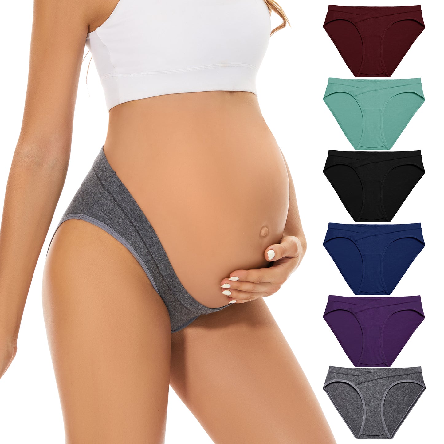 Molasus Cotton Crossover Maternity Underwear Under Bump Pregnancy Bikinis Panties