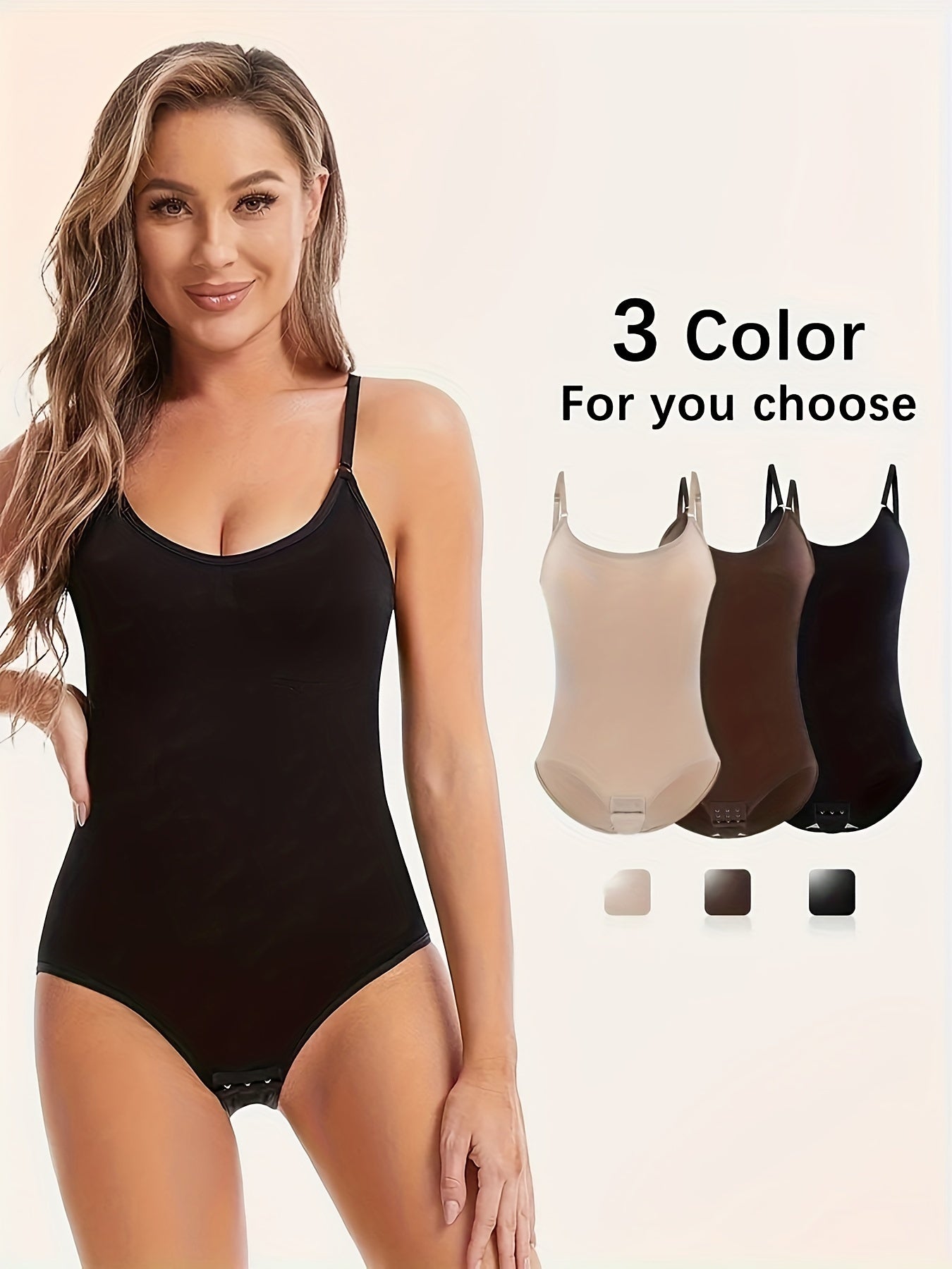 3-piece seamless shapewear bodysuit with tummy-tucking, hip-lifting and butt-slimming features