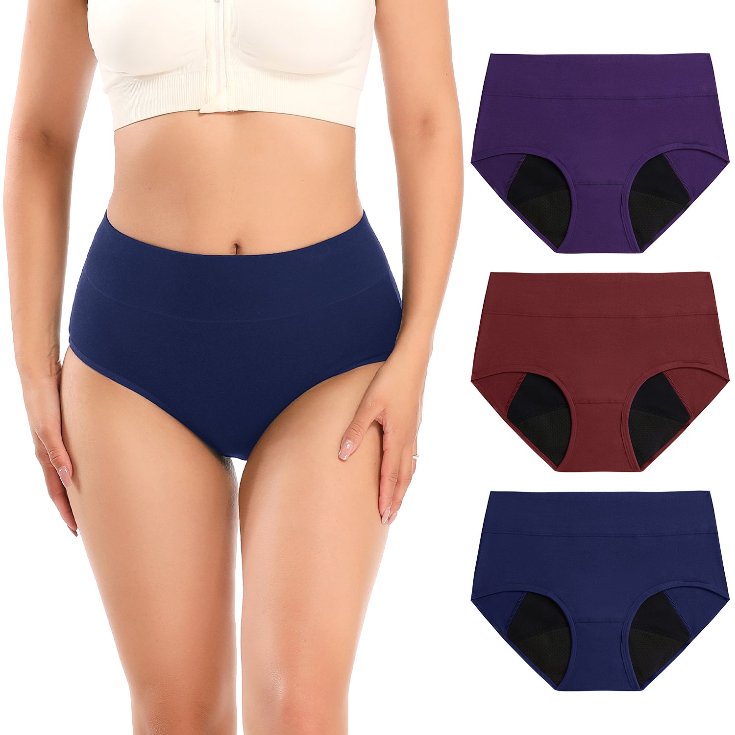 Molasus Incontinence Underwear for Women High Waist Period Leakproof Cotton  Underwear Heavy Flow Menstrual Protective Panties Bladder Control Briefs 3