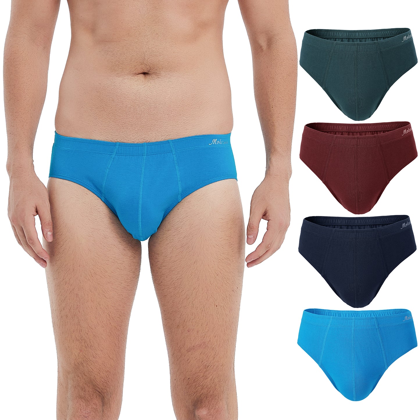 Molasus Men's Breathable Cotton Briefs Underwear No Fly Covered Waistband Underpants(S-3XL)