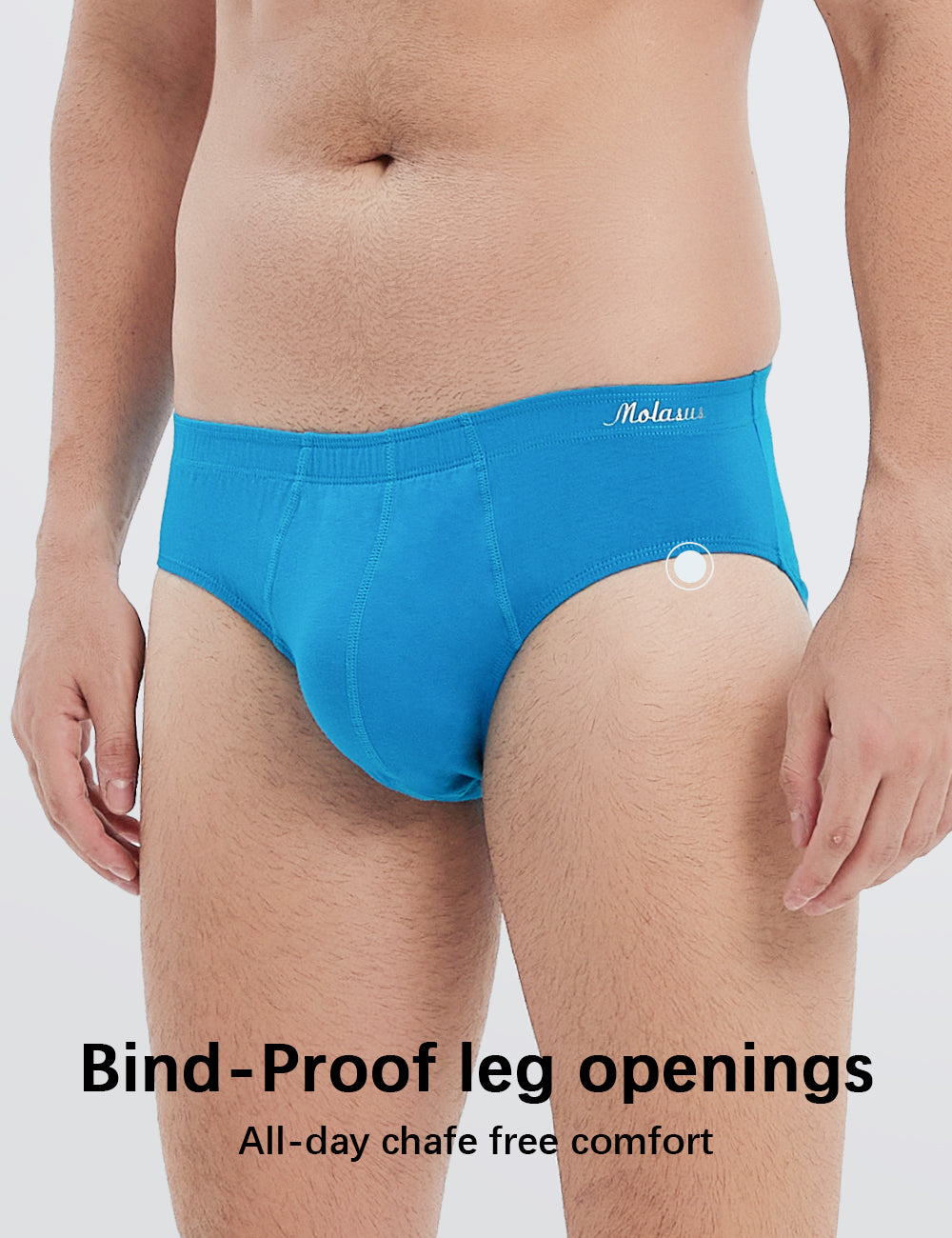 Molasus Men's Breathable Cotton Briefs Underwear No Fly Covered Waistband Underpants(S-3XL)