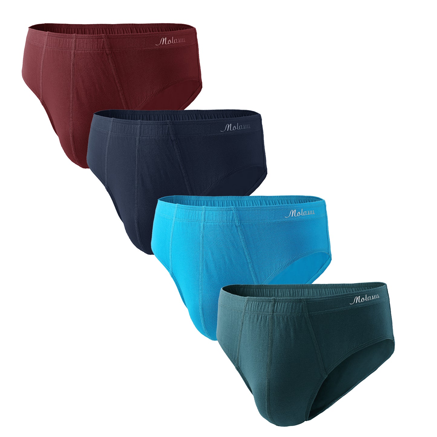 Molasus Men's Breathable Cotton Briefs Underwear No Fly Covered Waistband Underpants(S-3XL)