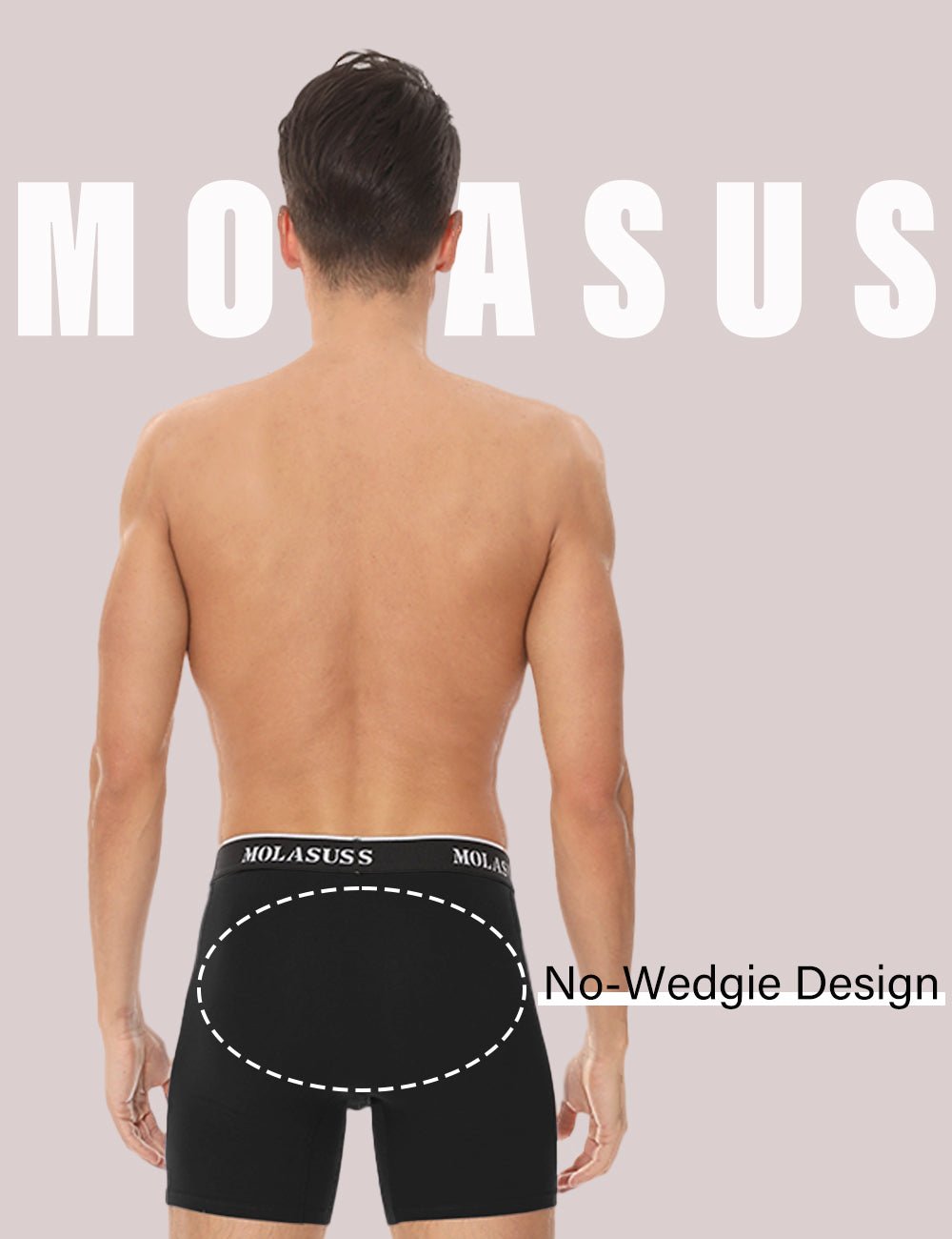 Molasus Mens Boxer Briefs Soft Cotton Underwear Open Fly Tagless Underpants Pack of 5 Black