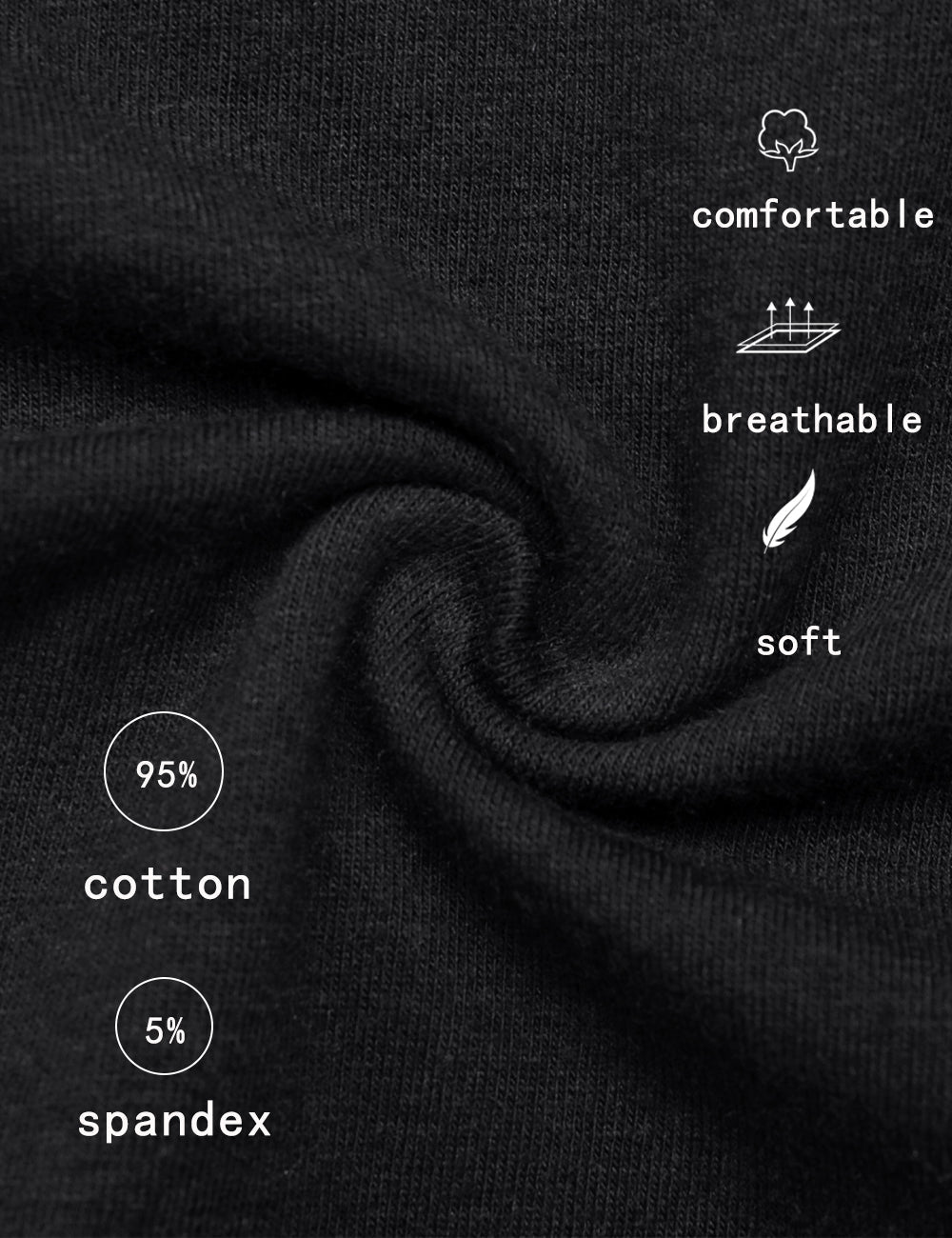 Molasus Mens Boxer Briefs Soft Cotton Underwear Open Fly Tagless Underpants Pack of 5 Black