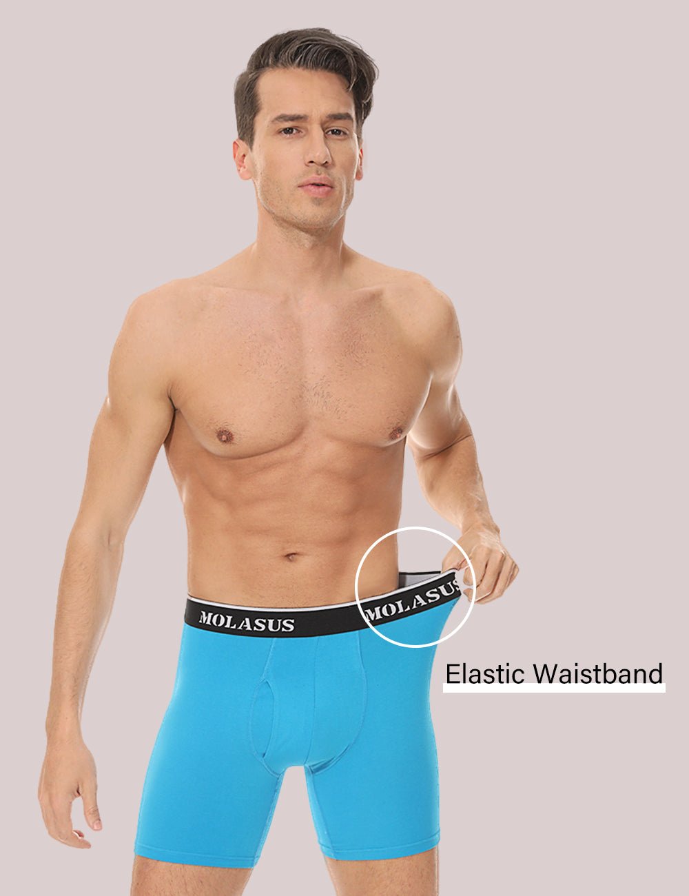 Molasus Mens Boxer Briefs Soft Cotton Underwear Open Fly Tagless Underpants Pack of 5 Multicolor