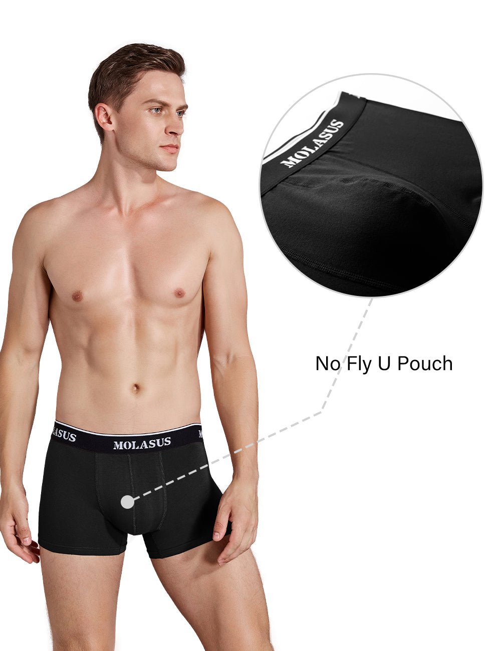 Molasus Mens Cotton Stretch Trunks Underwear No Fly Tagless Underpants Pack of 5 (3 Grey+2 Black)