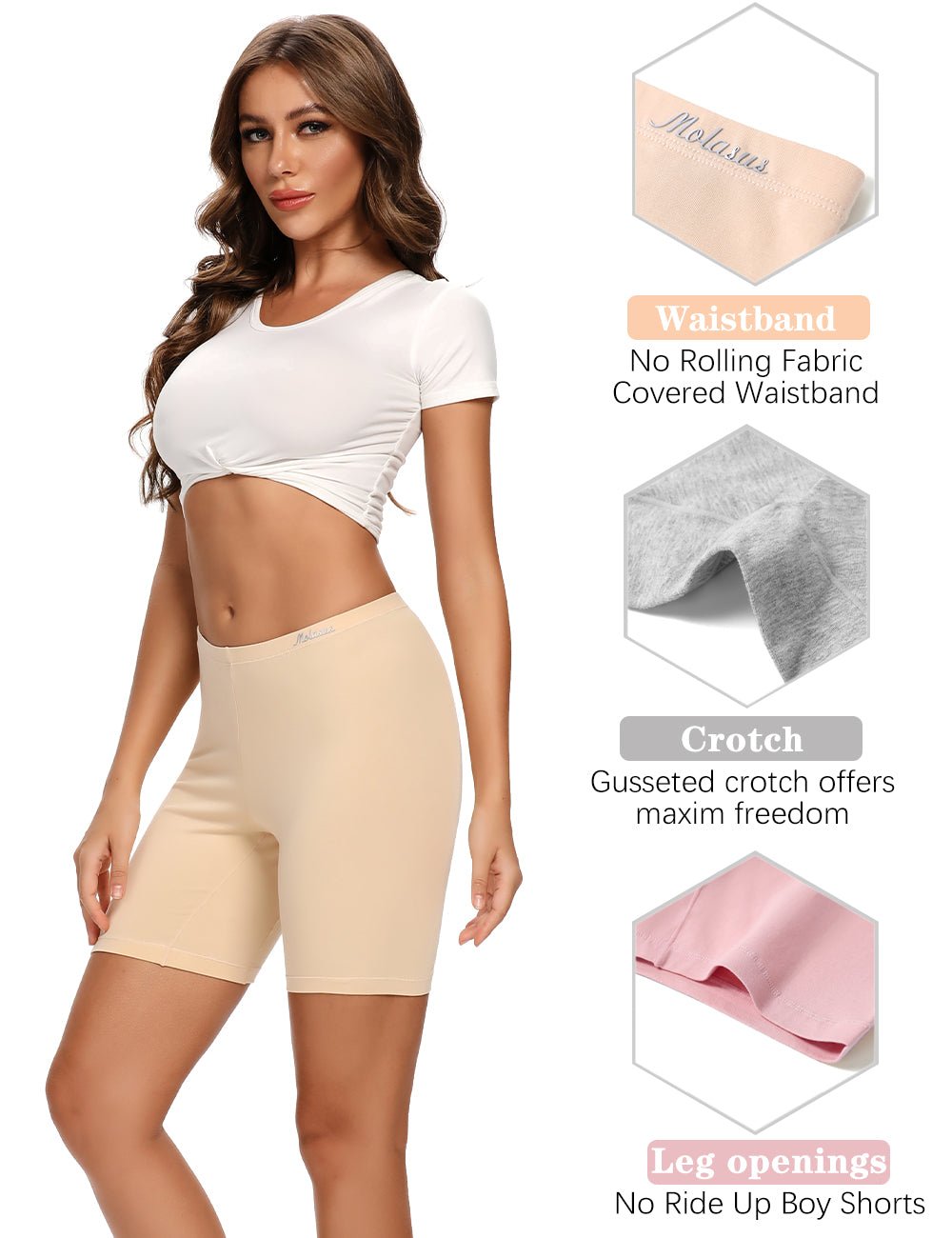 Molasus Womens Cotton Boxer Shorts Underwear Anti Chafing Bike Shorts(Regular & Plus Size)