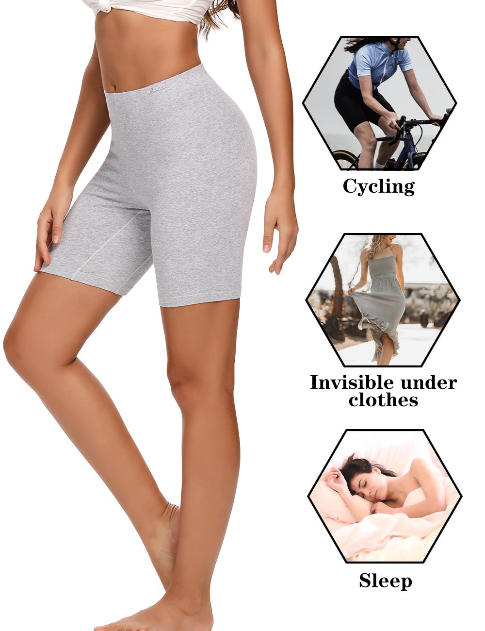Molasus Womens Cotton Boxer Shorts Underwear Anti Chafing Bike Shorts(Regular & Plus Size)