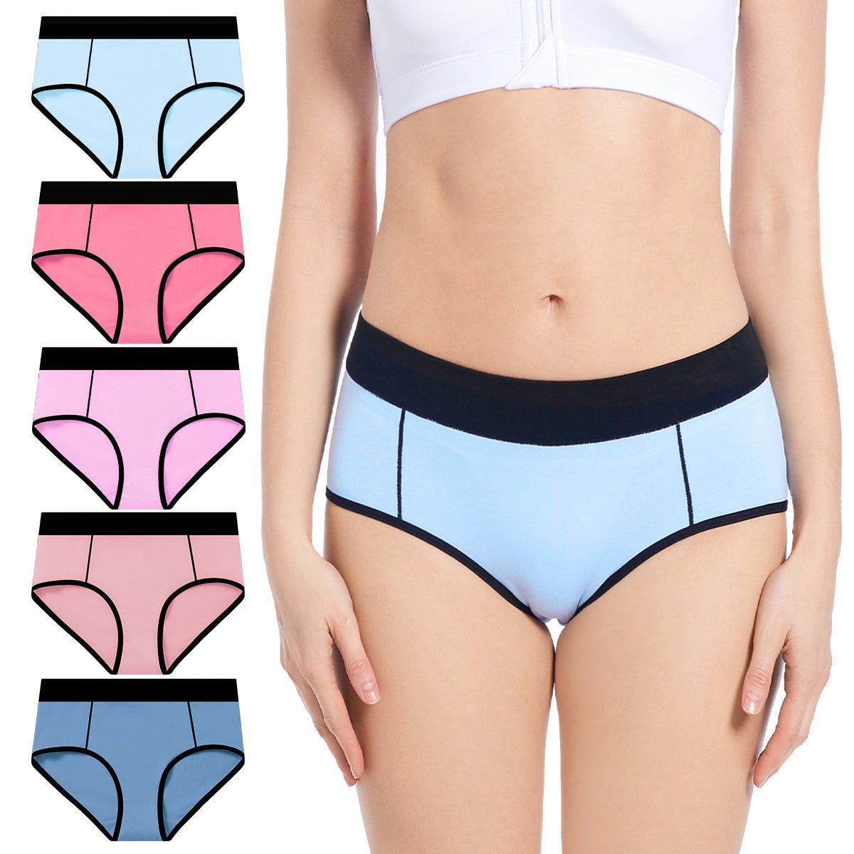Women Underwear Mid Waisted Soft Full Coverage Breathable Girls Panties  Briefs