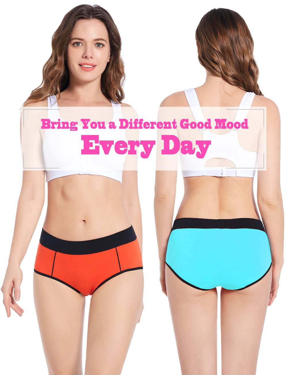 Molasus Women's Soft Cotton Briefs Ladies Mid-High Waisted Full Coverage Panties Multicolor a2