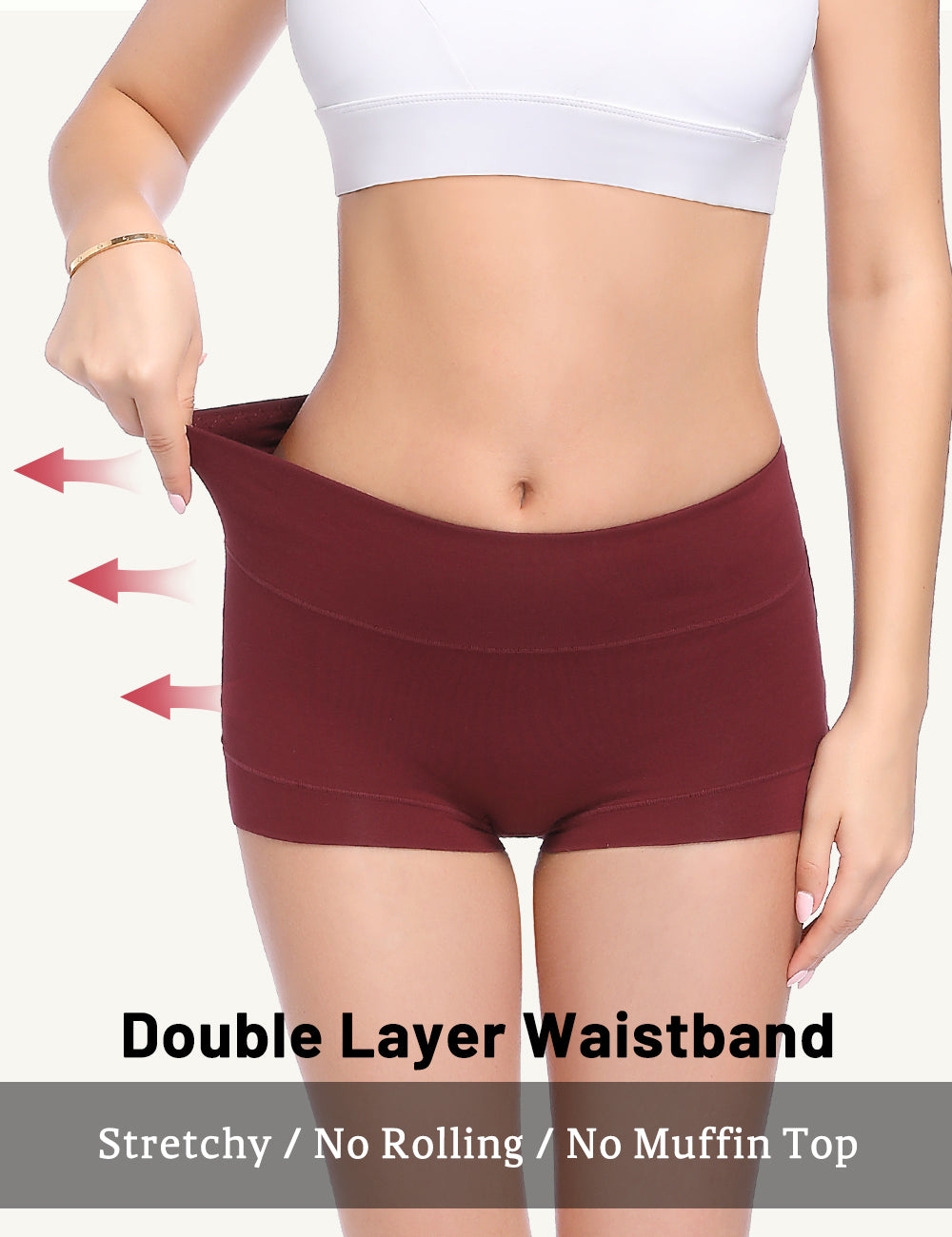 Womens Underwear,Cotton Mid Waist No Muffin Top Full Coverage