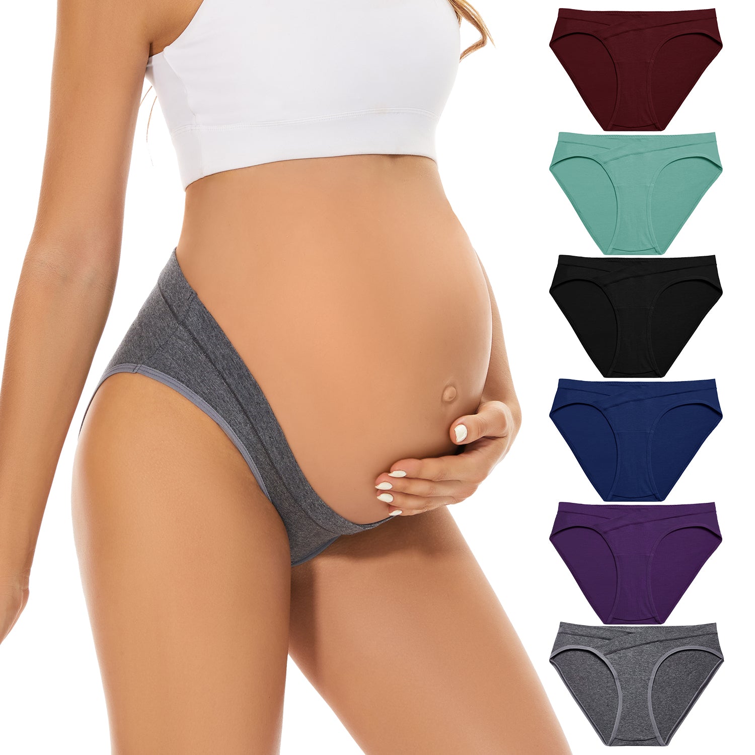 Molasus Cotton Crossover Maternity Underwear Under Bump Pregnancy Biki