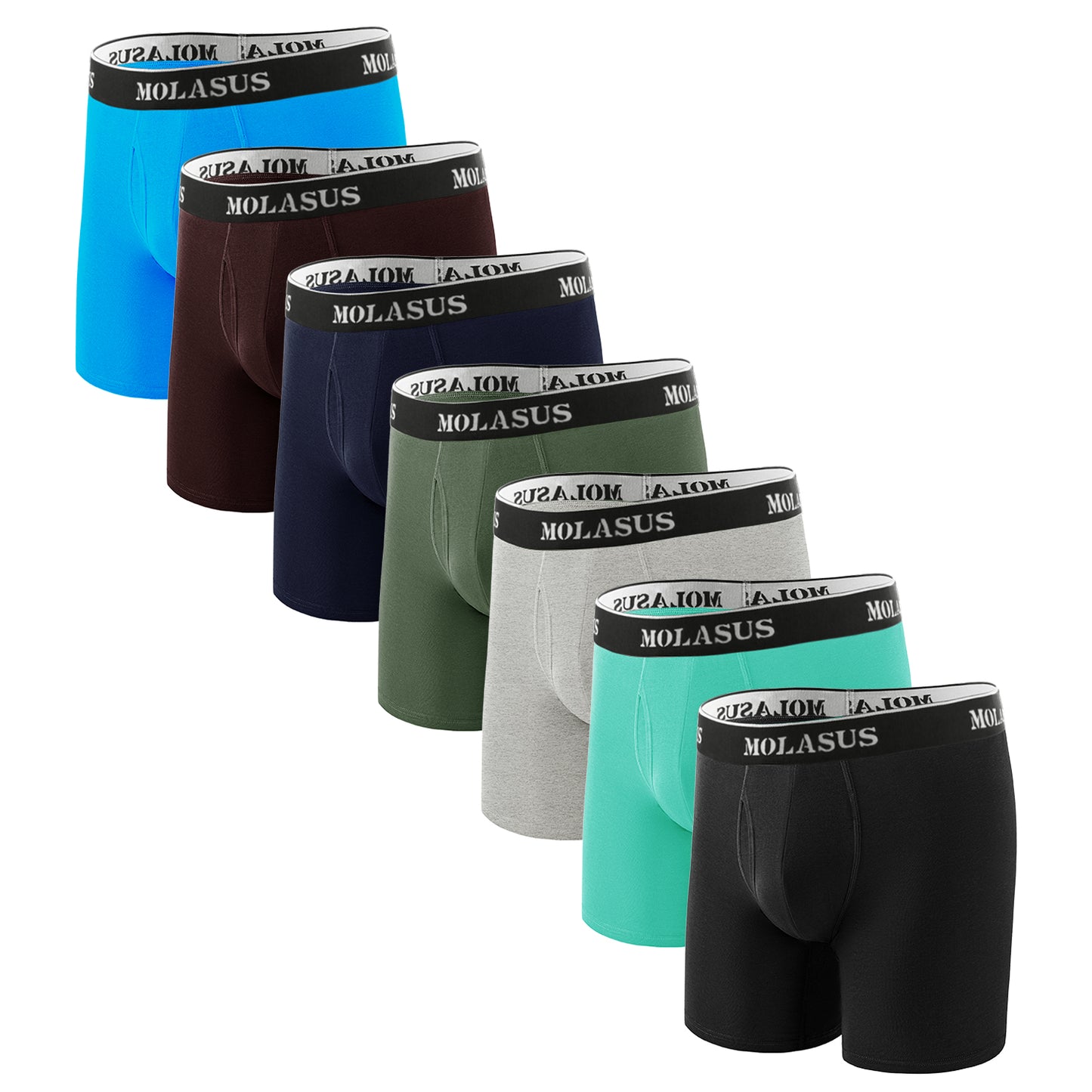 Molasus Mens Boxer Briefs Soft Cotton Underwear Open Fly Tagless Under