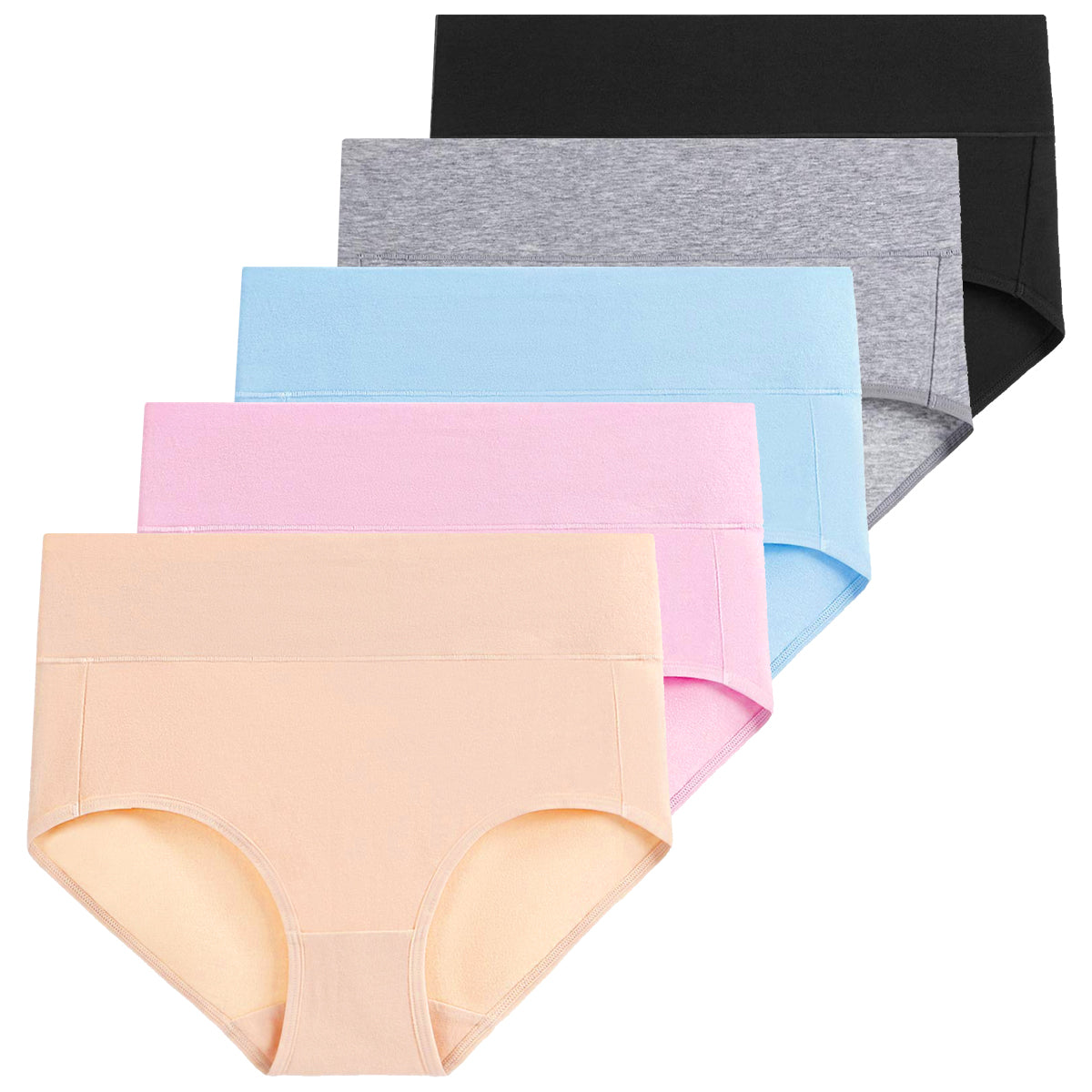 Women's High Waist Cotton Underwear Soft Brief Panties Regular and