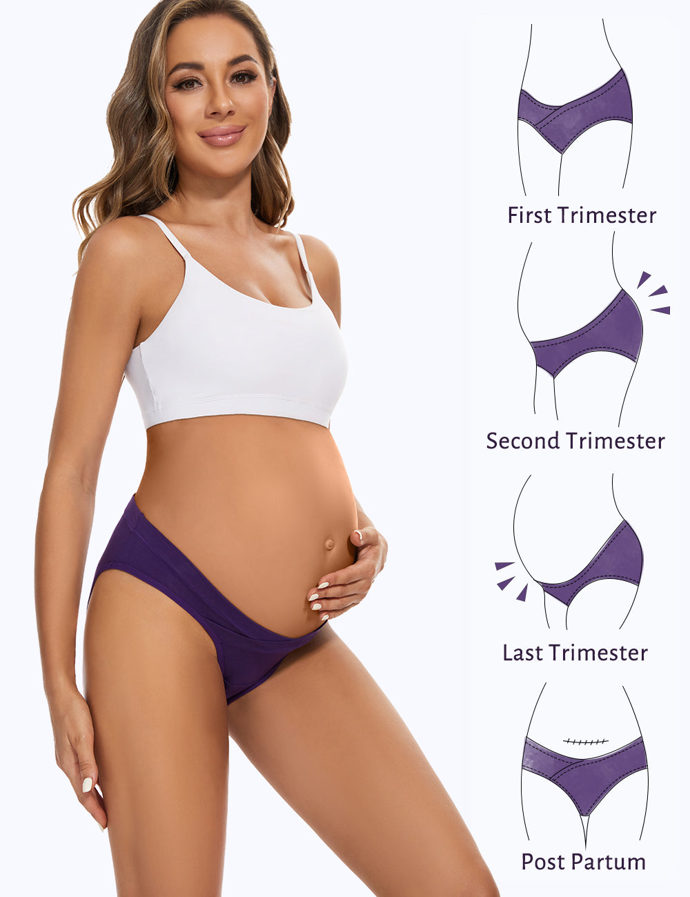  Mama Cotton Womens Over The Bump Maternity Panties High  Waist Full Coverage Pregnancy Underwear