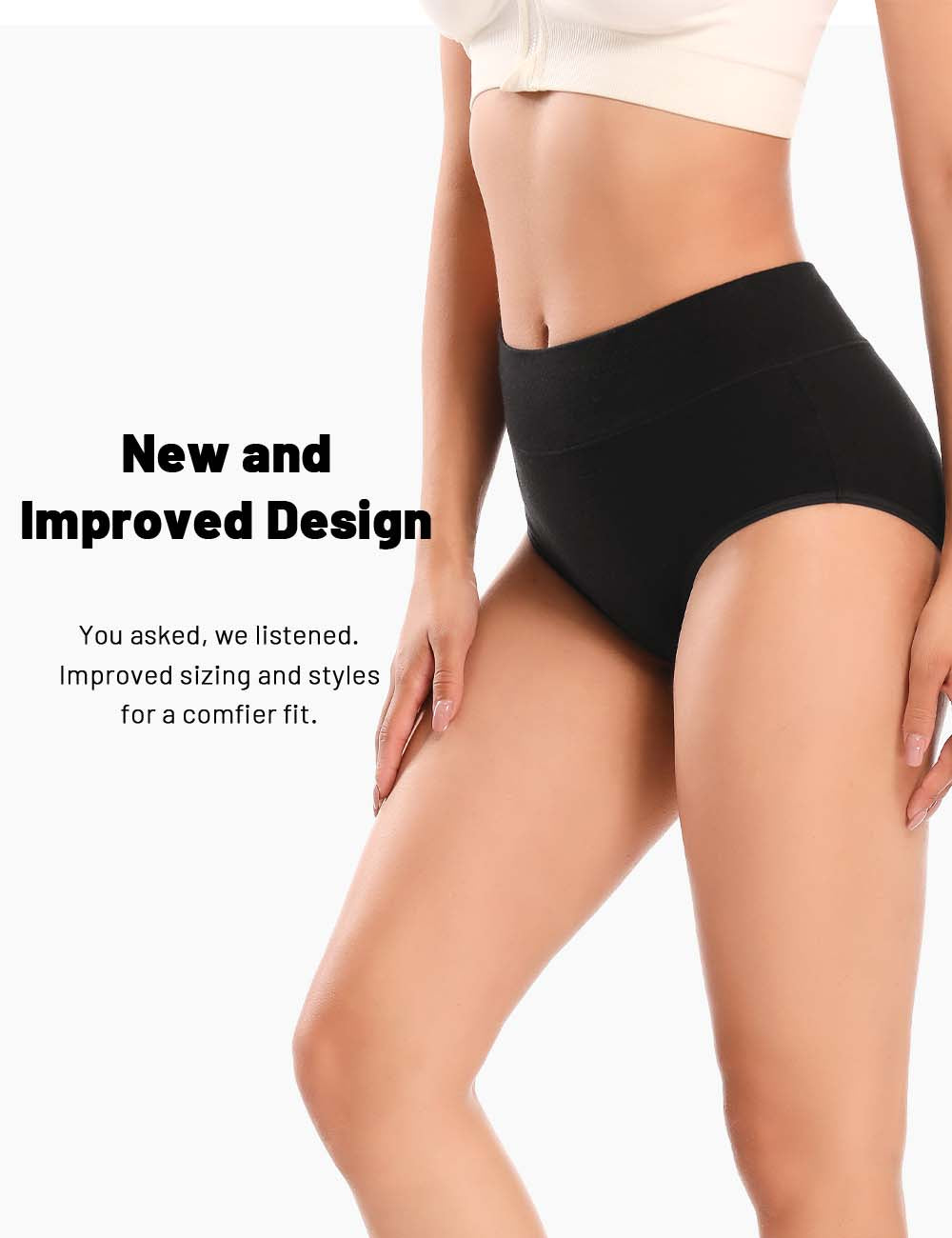 Medium Waist Cotton Panties Tummy Control Elastic Design Elastic Women's  underwear