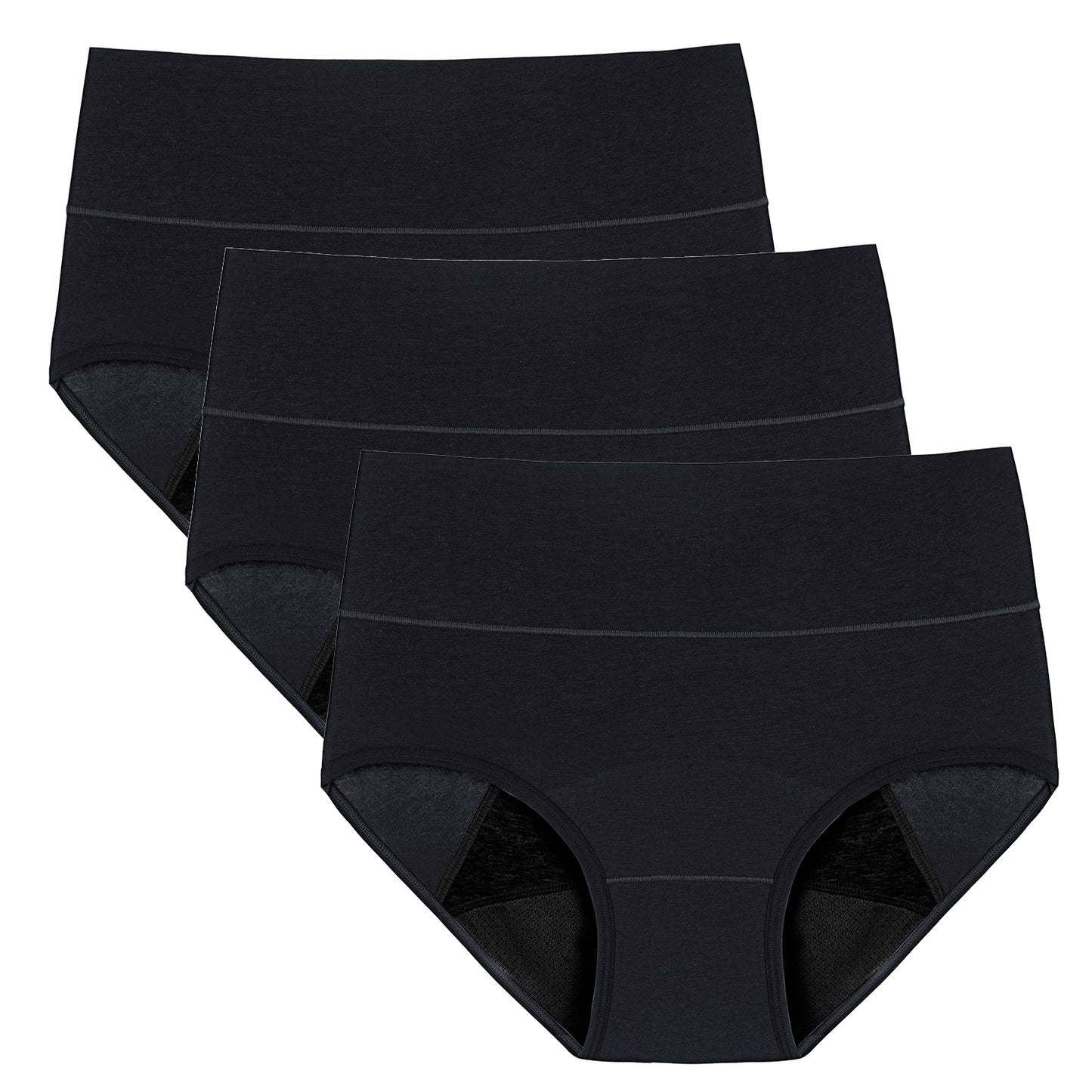 Feitycom Period Underwear Menstrual Incontinence Cotton Boxers for Women  Heavy Flow Absorbent Boy Shorts Leak Proof Panties (XXXL, Black 2Pack)