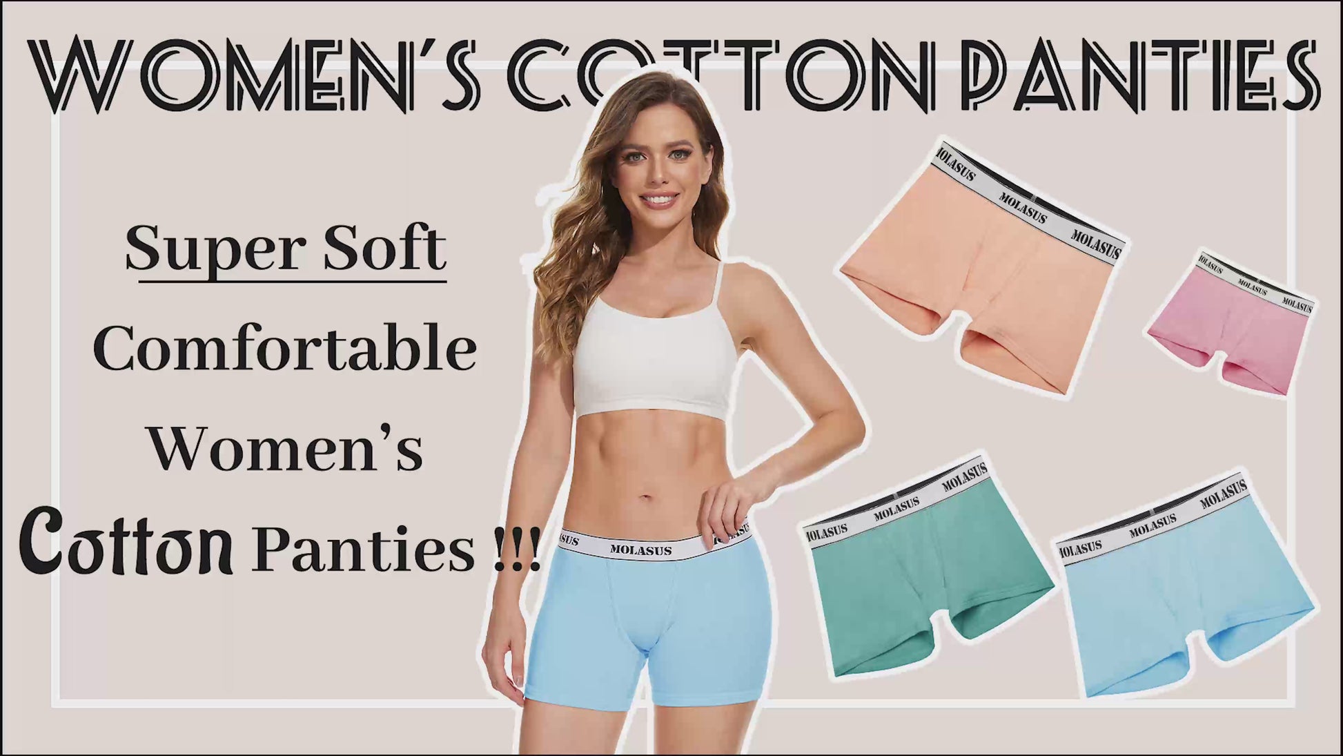Molasus 4.5 Inseam Womens Cotton Boxer Briefs Underwear Boy Shorts Panties