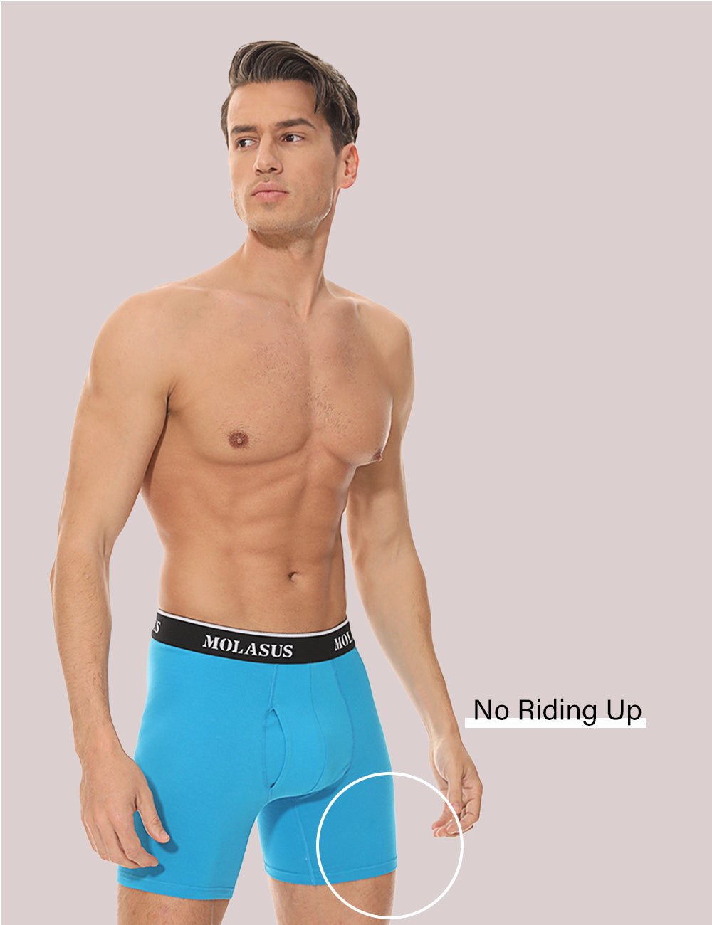 Molasus Mens Boxer Briefs Soft Cotton Underwear Open Fly Tagless Underpants Pack of 5 Multicolor