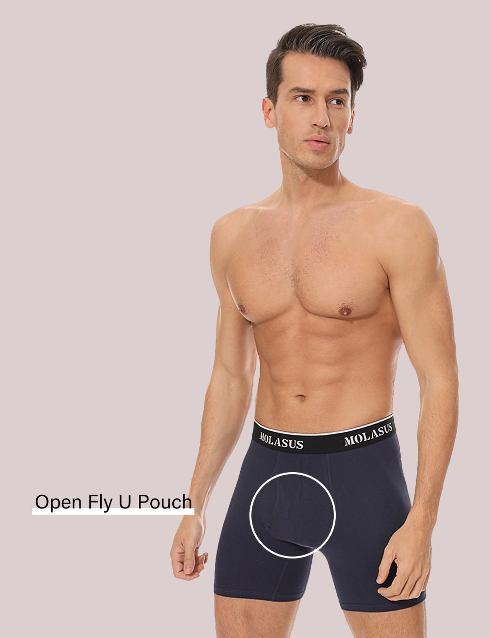 Molasus Mens Boxer Briefs Soft Cotton Underwear Open Fly Tagless Underpants Pack of 5 Multicolor