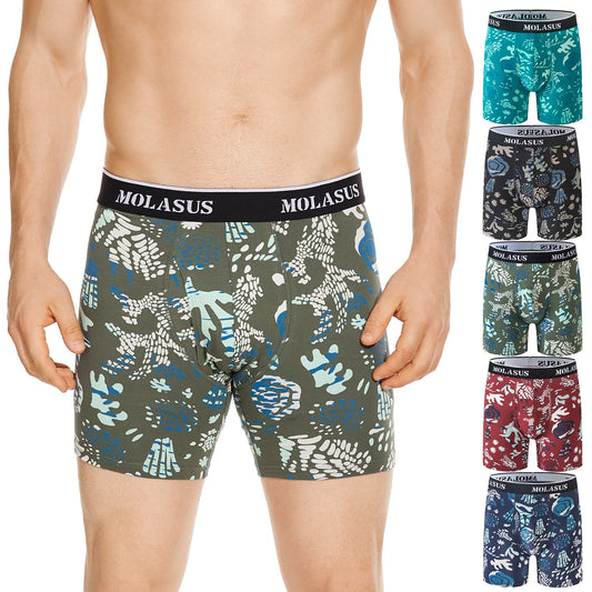 Molasus Mens Boxer Briefs Soft Cotton Underwear Open Fly Tagless Underpants Pack of 5 Multicolor1