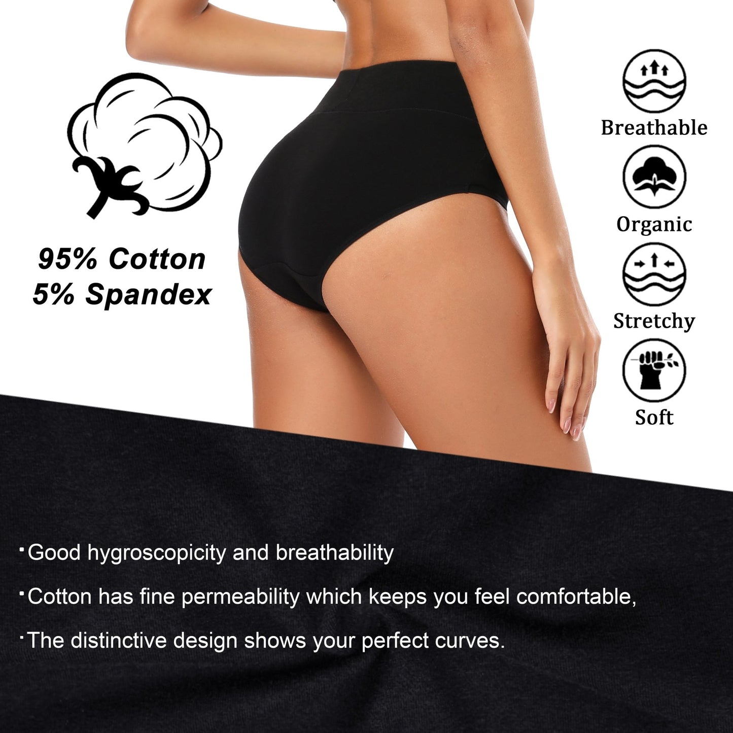 Fit Panties for Women Plus Size - Middle Waisted Ladies Soft Breathable  Full Coverage Stretch Briefs