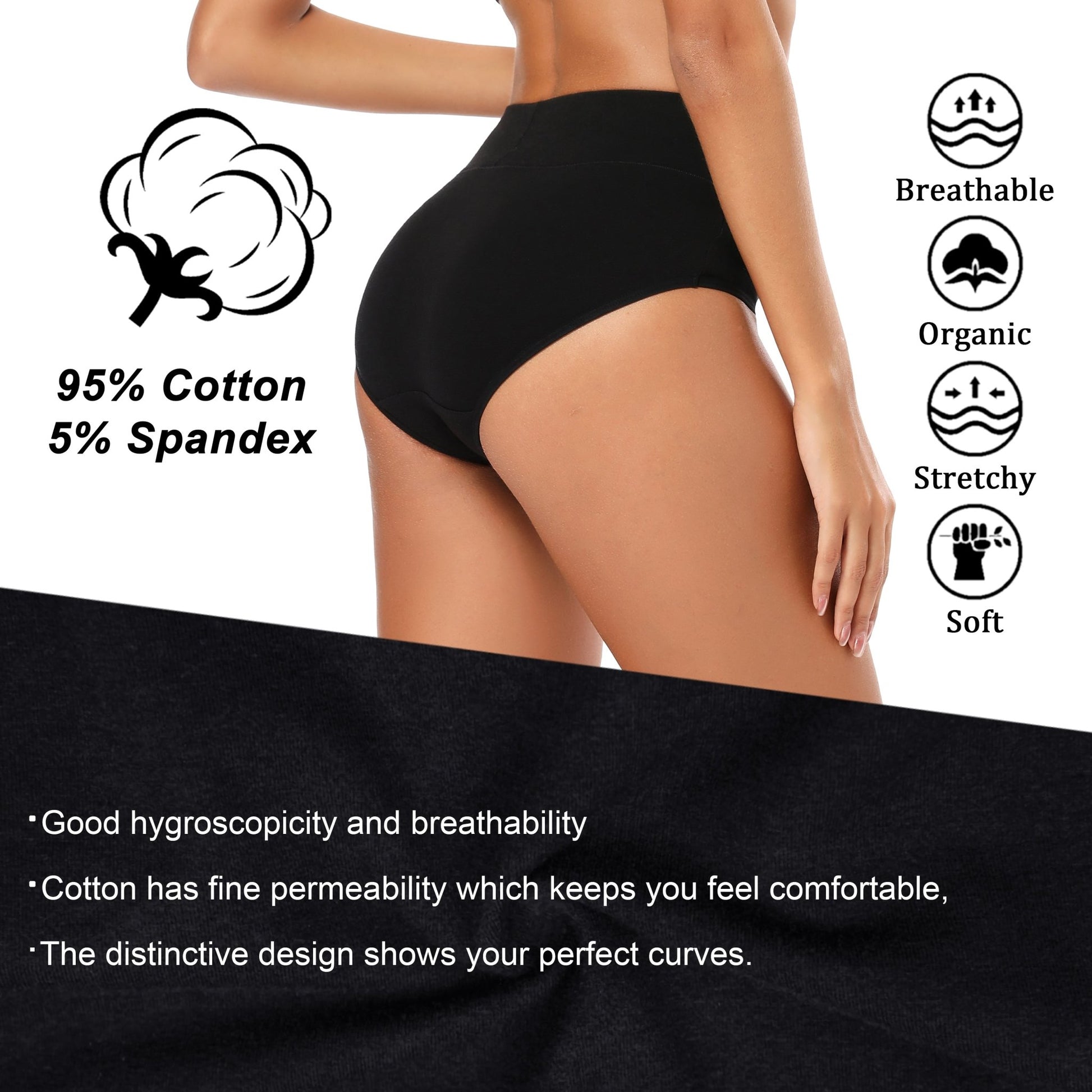 Sexy Women's Underwear Stretch High Waisted Panties Fashion Cotton