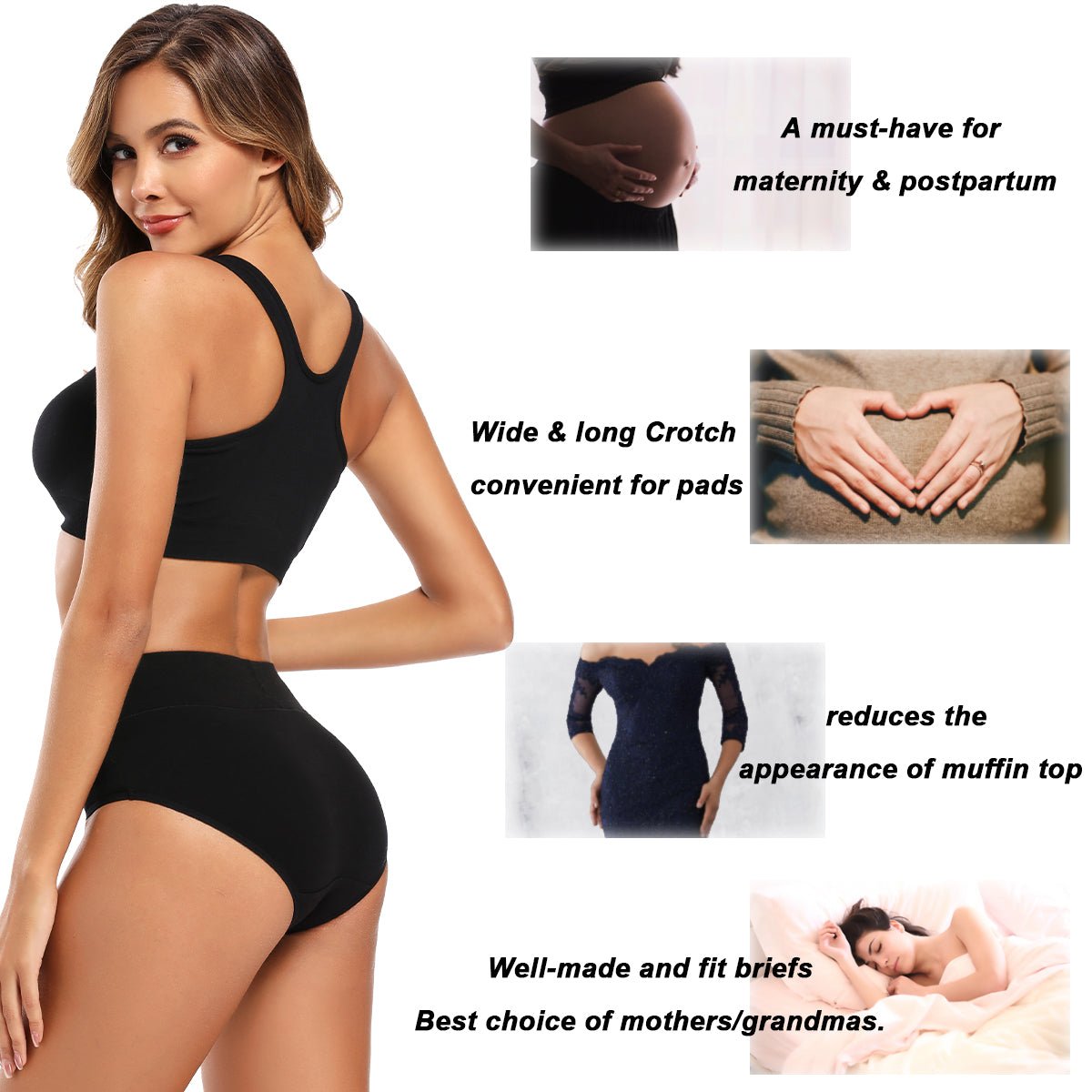 Womens Underwear,Cotton High Waist Underwear for Women Full Coverage Soft Comfortable  Briefs Panty Multipack - 5 Pack 