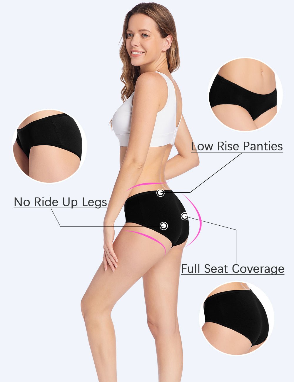 Molasus Womens Underwear Cotton Hipster Panties (Regular & Plus Size)